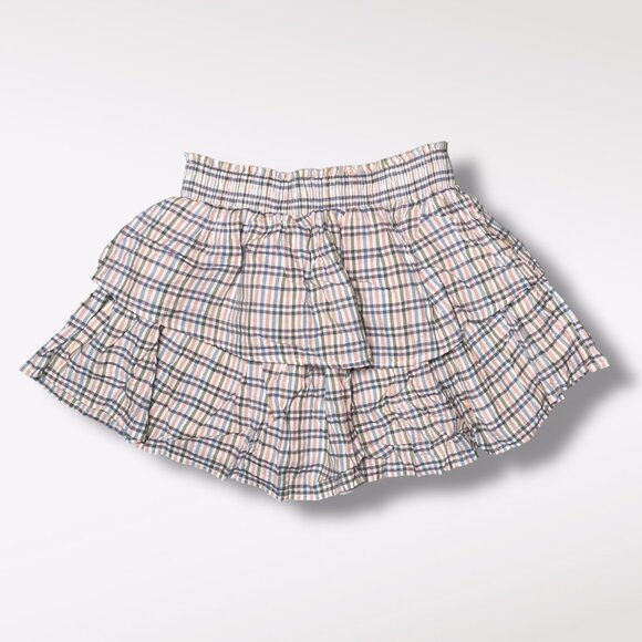 Aerie Tiered Plaid Mini Skirt Cotton Modal Blend Size Small - Picture 7 of 8